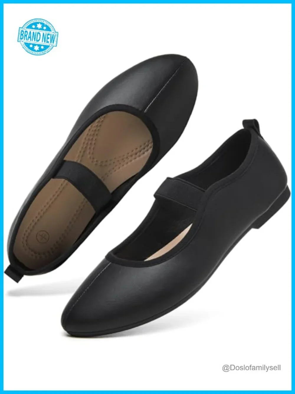 Women's Faux Leather Mary Jane Ballet Flats Round Toe Slip On